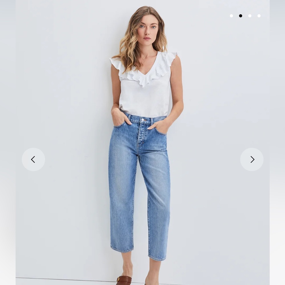 NWT VERONICA BEARD JEANS Ellerie Top - Size Large White - Picture 3 of 6